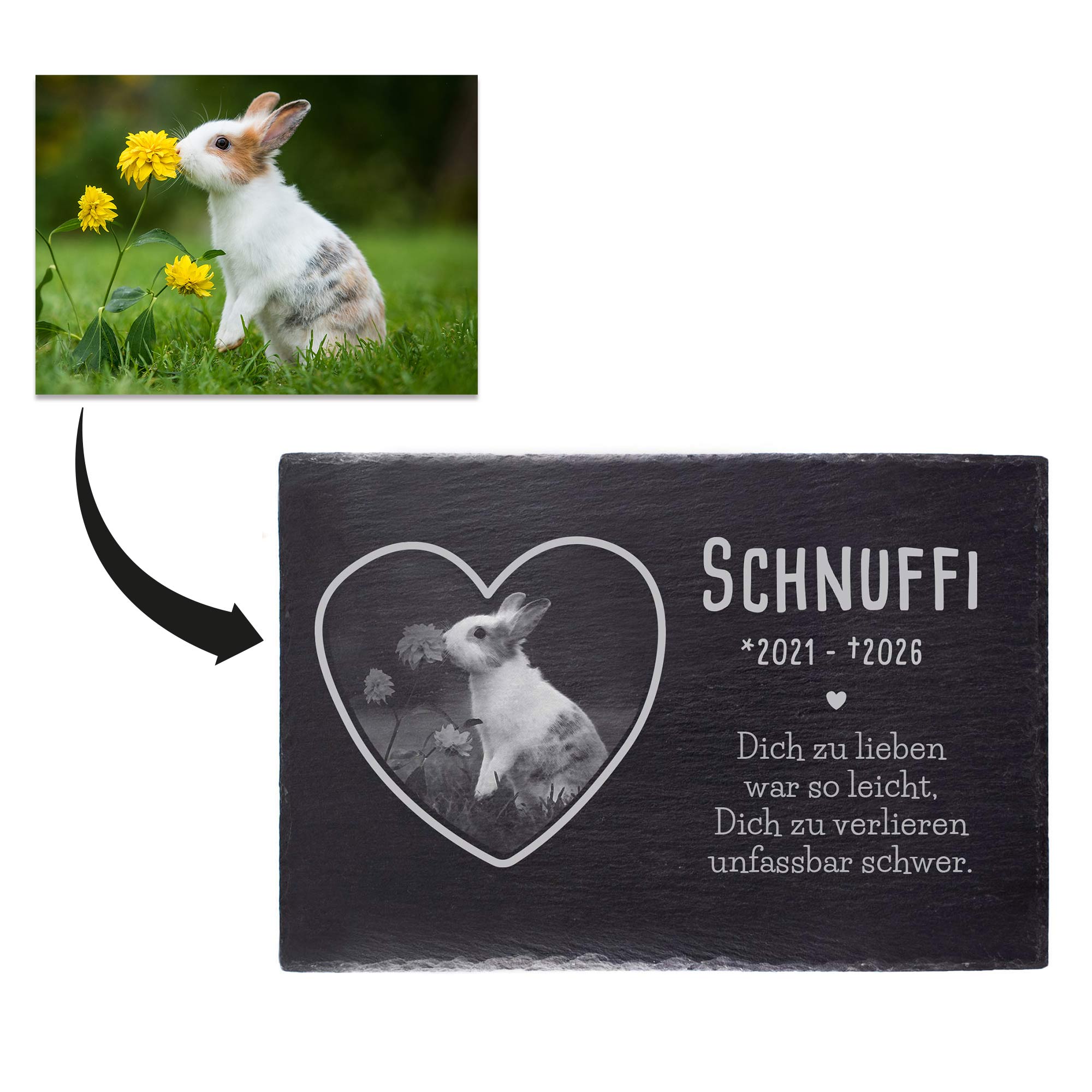 Personalisierte Grabplatte mit Foto für Haustier - In Liebe