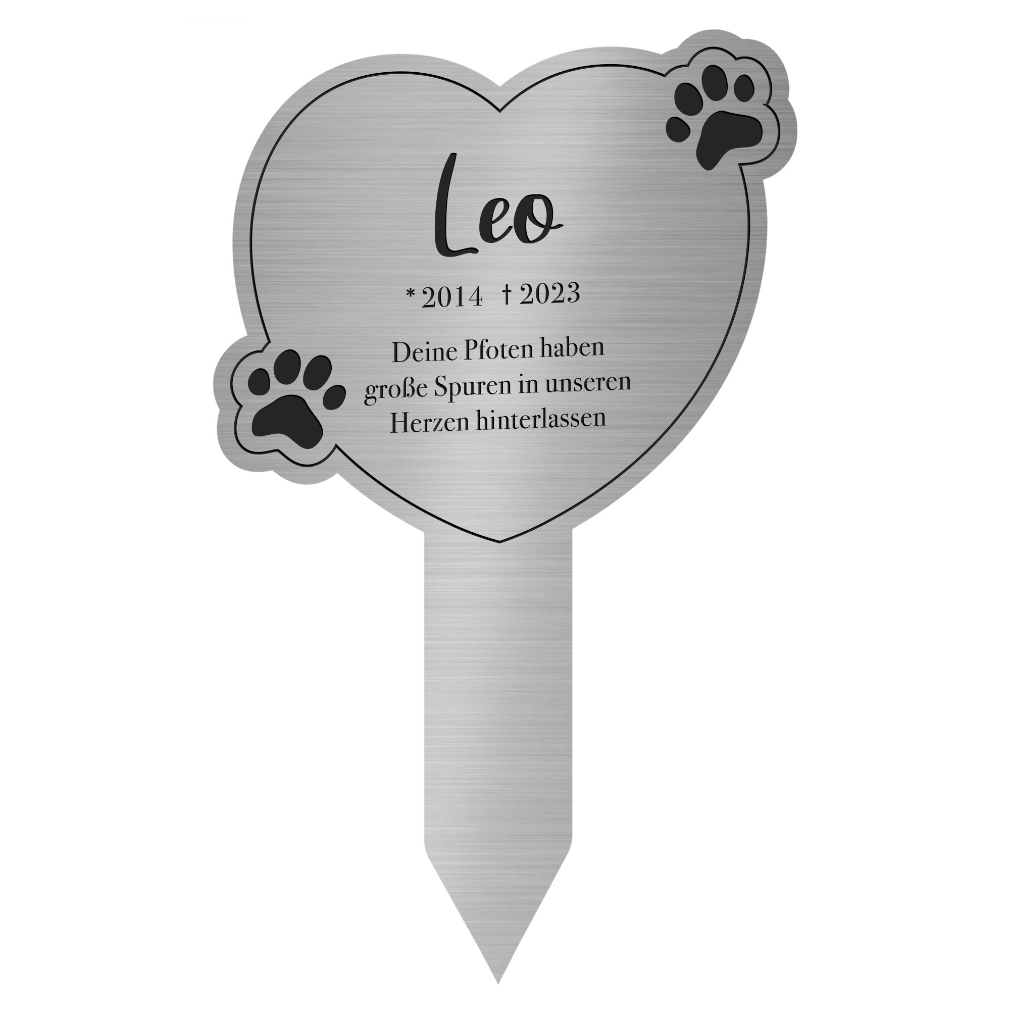 Personalisierte Gedenktafel für Katzen - Silber