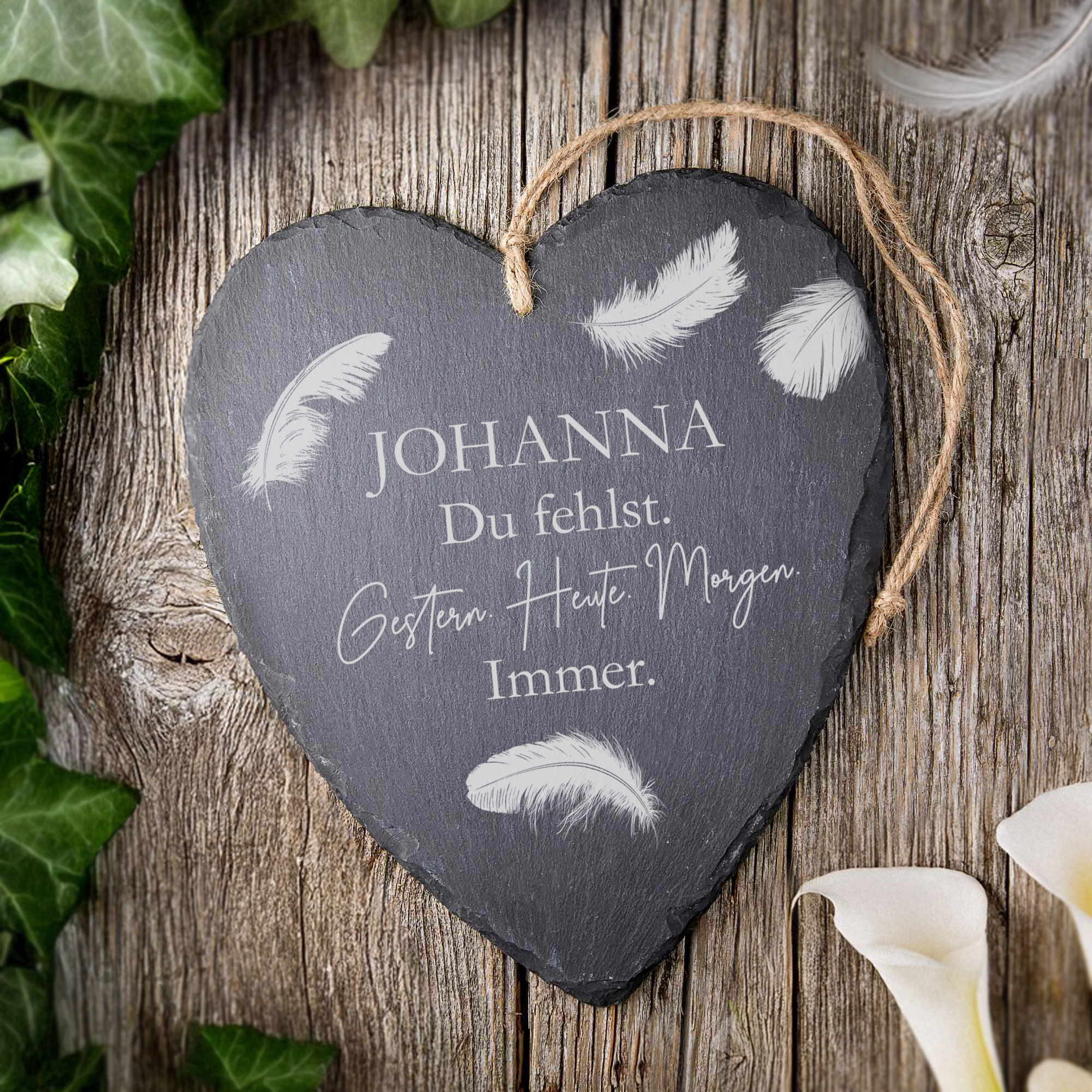 Personalisiertes Schieferherz - Du fehlst
