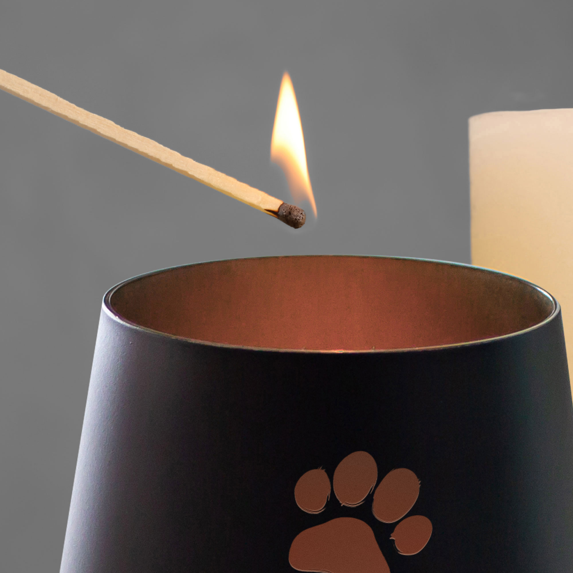 Personalisiertes Windlicht zur Trauer Katze - Schwarz Bronze