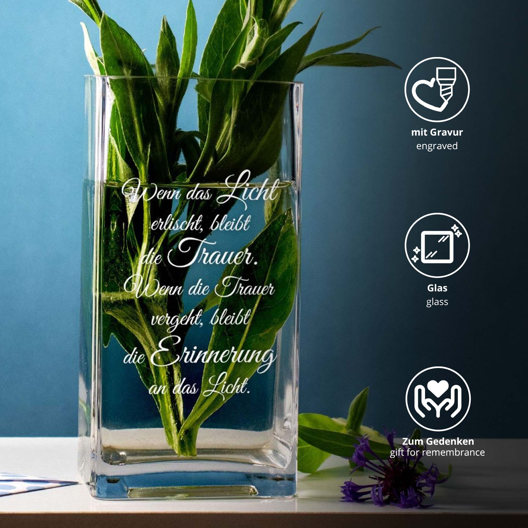 Vase mit Gravur - Wenn das Licht erlischt