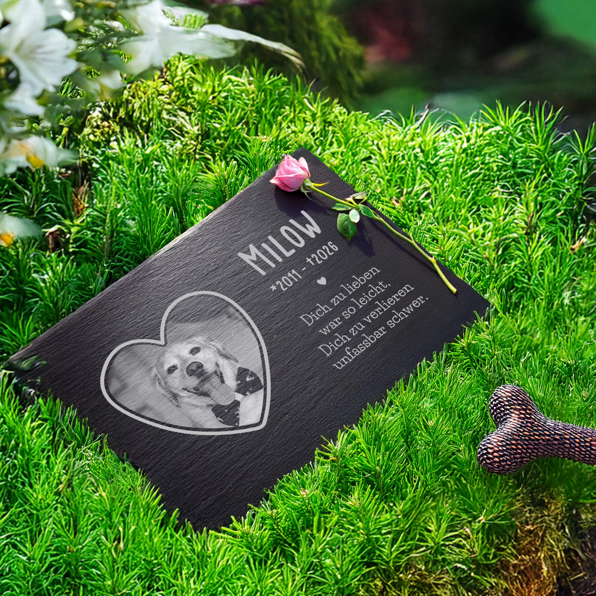 Personalisierte Grabplatte mit Foto für Haustier - In Liebe