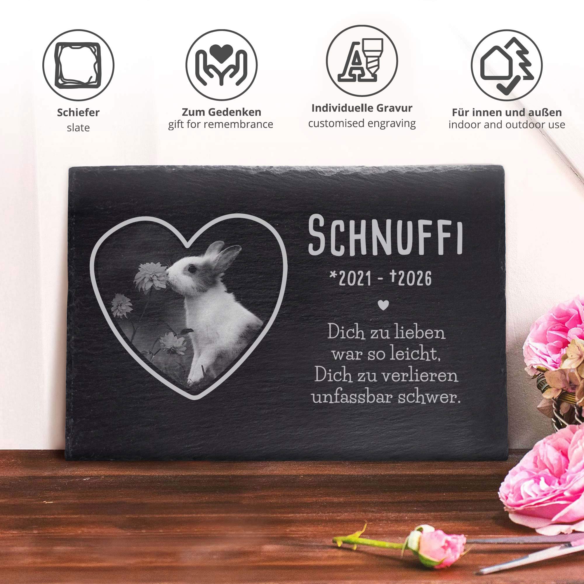 Personalisierte Grabplatte mit Foto für Haustier - In Liebe