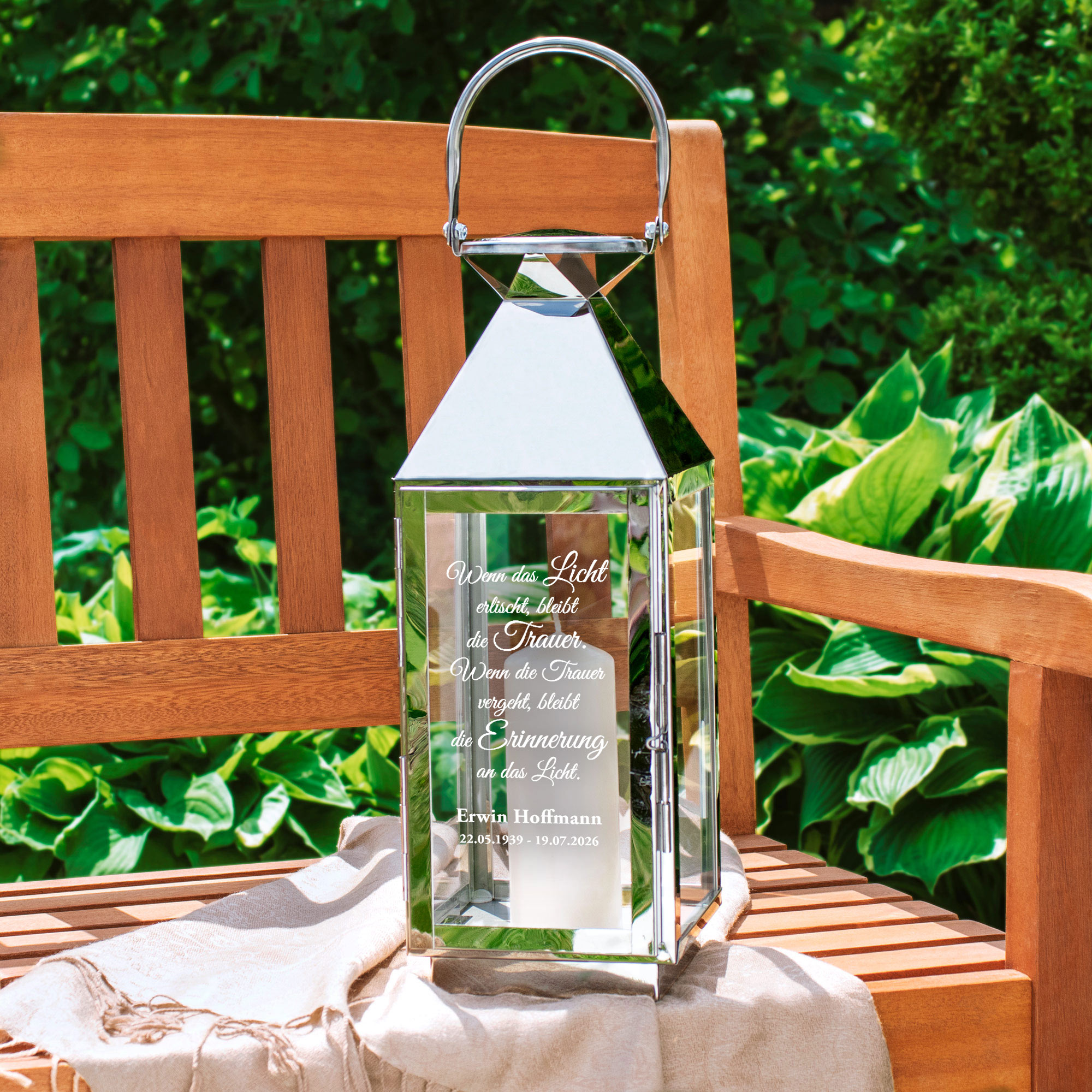 Personalisierte Silber Laterne - Wenn das Licht erlischt