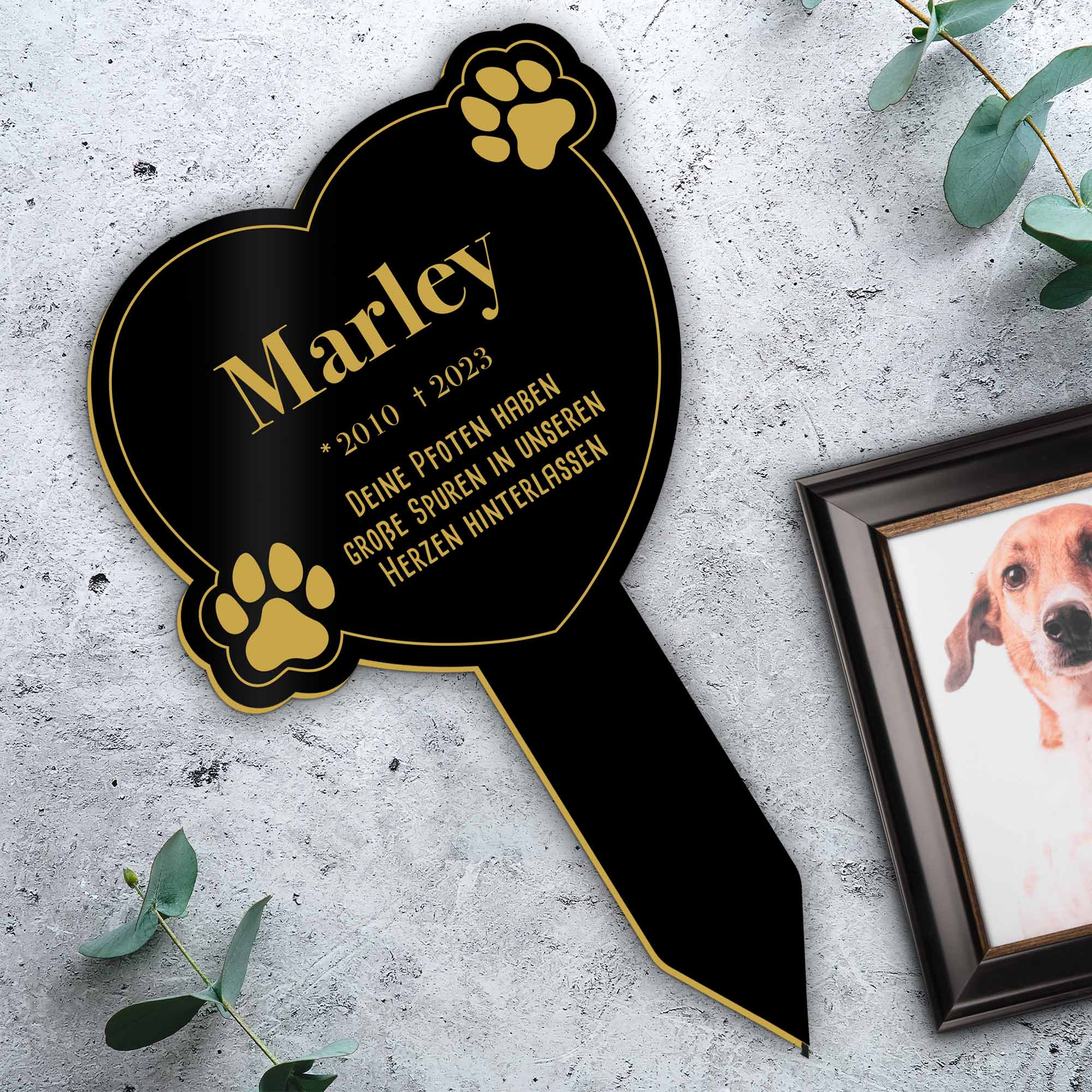 Personalisierte Gedenktafel für Hunde - Schwarz