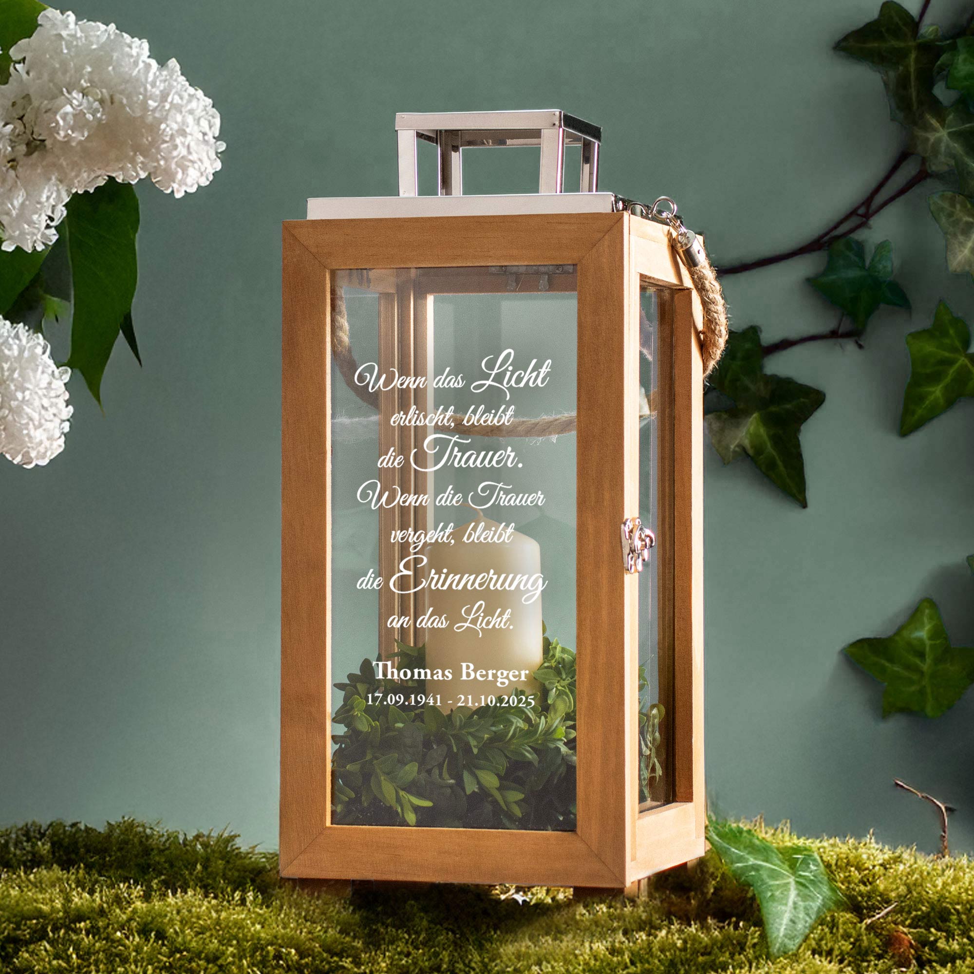 Personalisierte Holzlaterne - Wenn das Licht erlischt