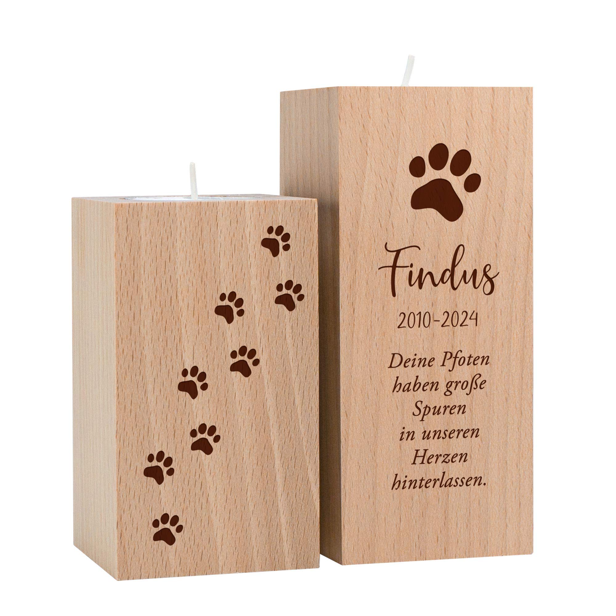 Teelichthalter Set mit Gravur zur Trauer - Katze