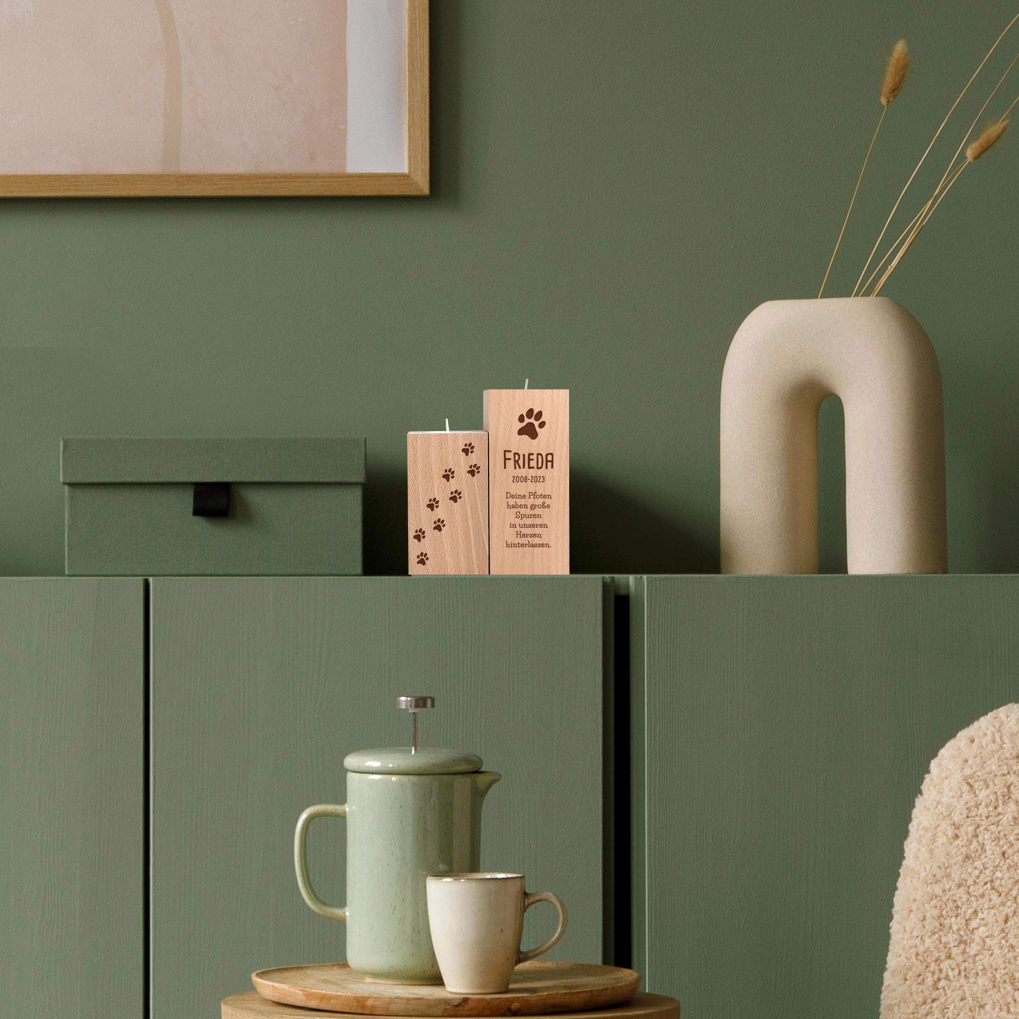 Teelichthalter Set mit Gravur zur Trauer - Hund