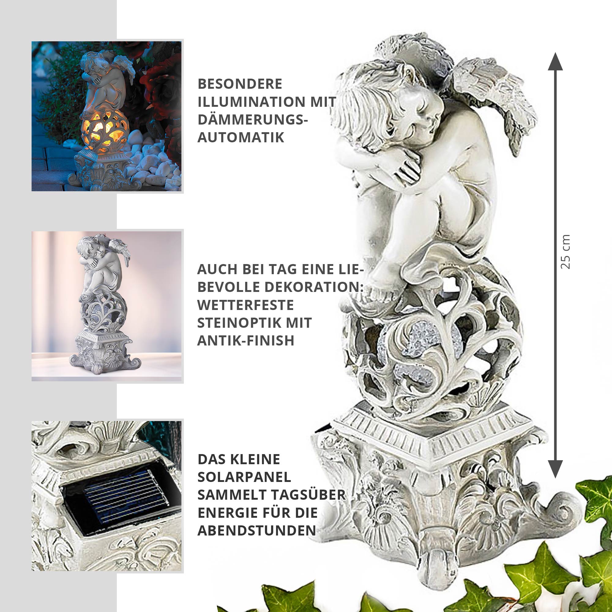 Grabschmuck – Grabengel mit Solarlicht