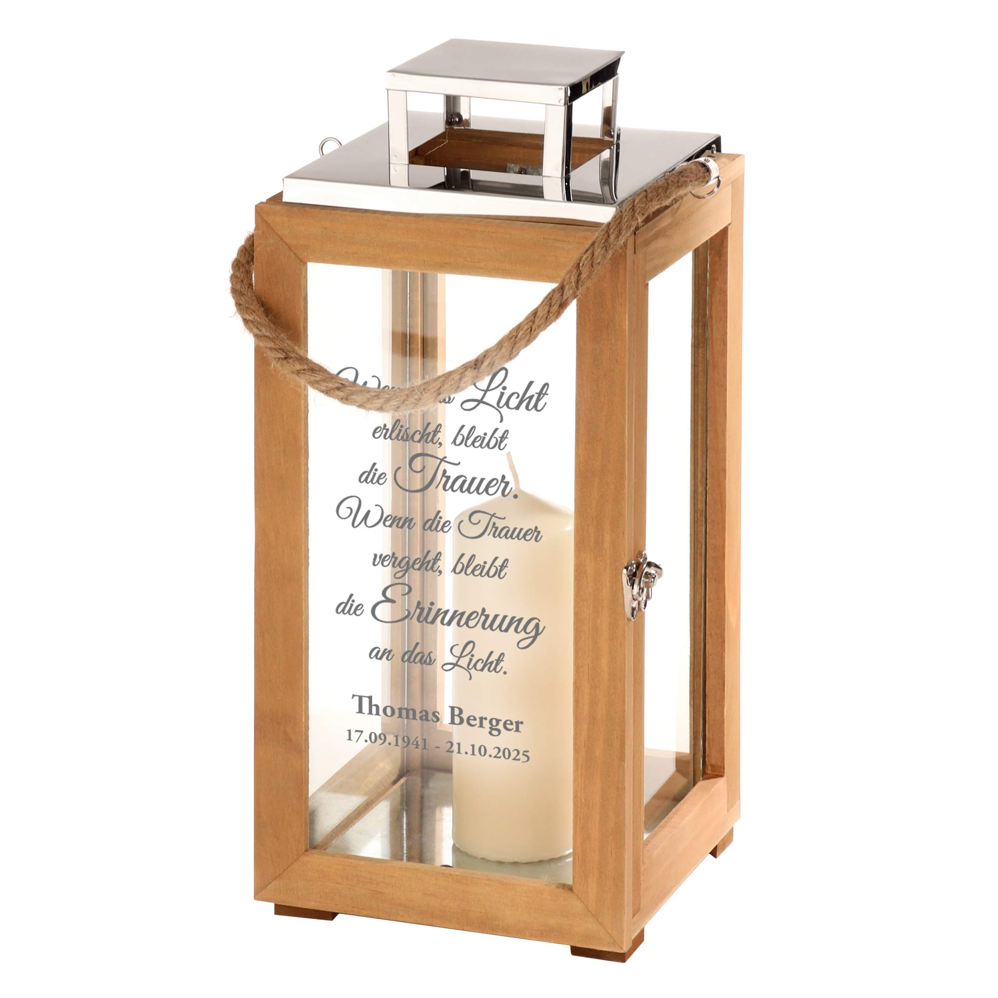 Personalisierte Holzlaterne - Wenn das Licht erlischt