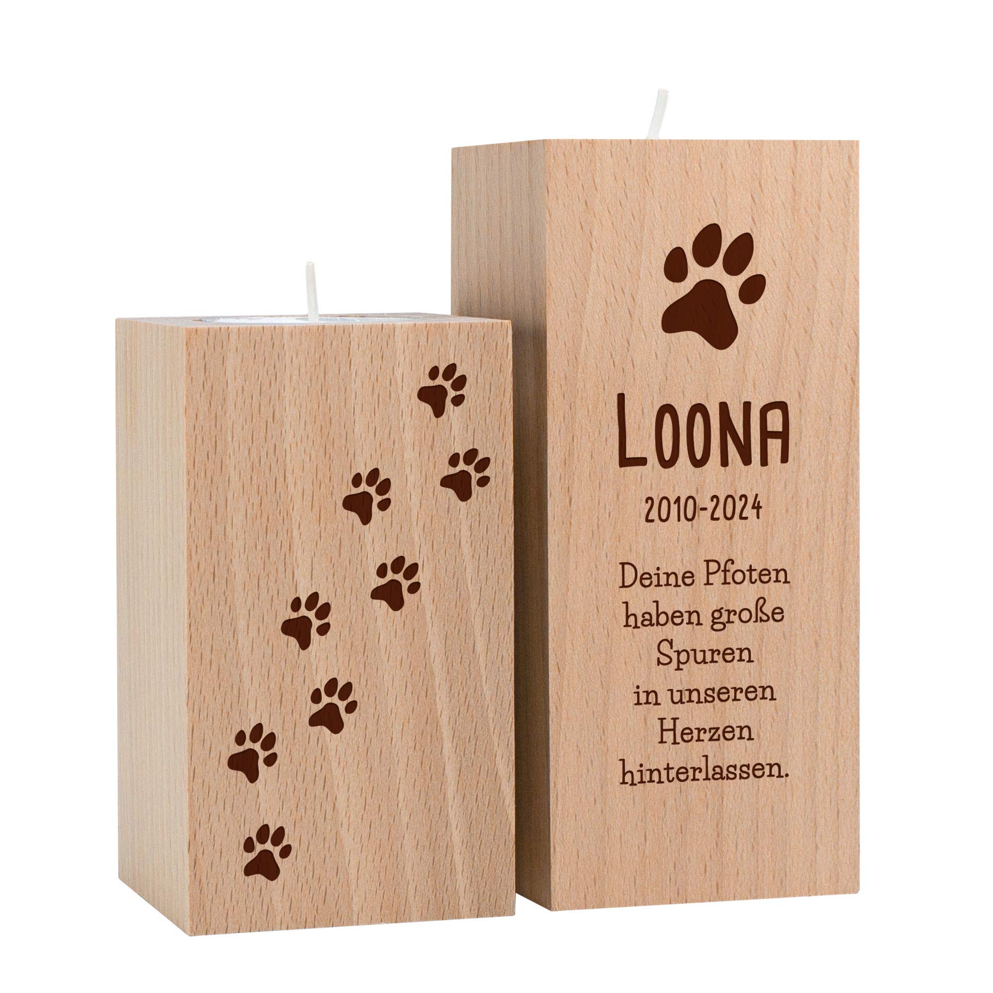 Teelichthalter Set mit Gravur zur Trauer - Hund