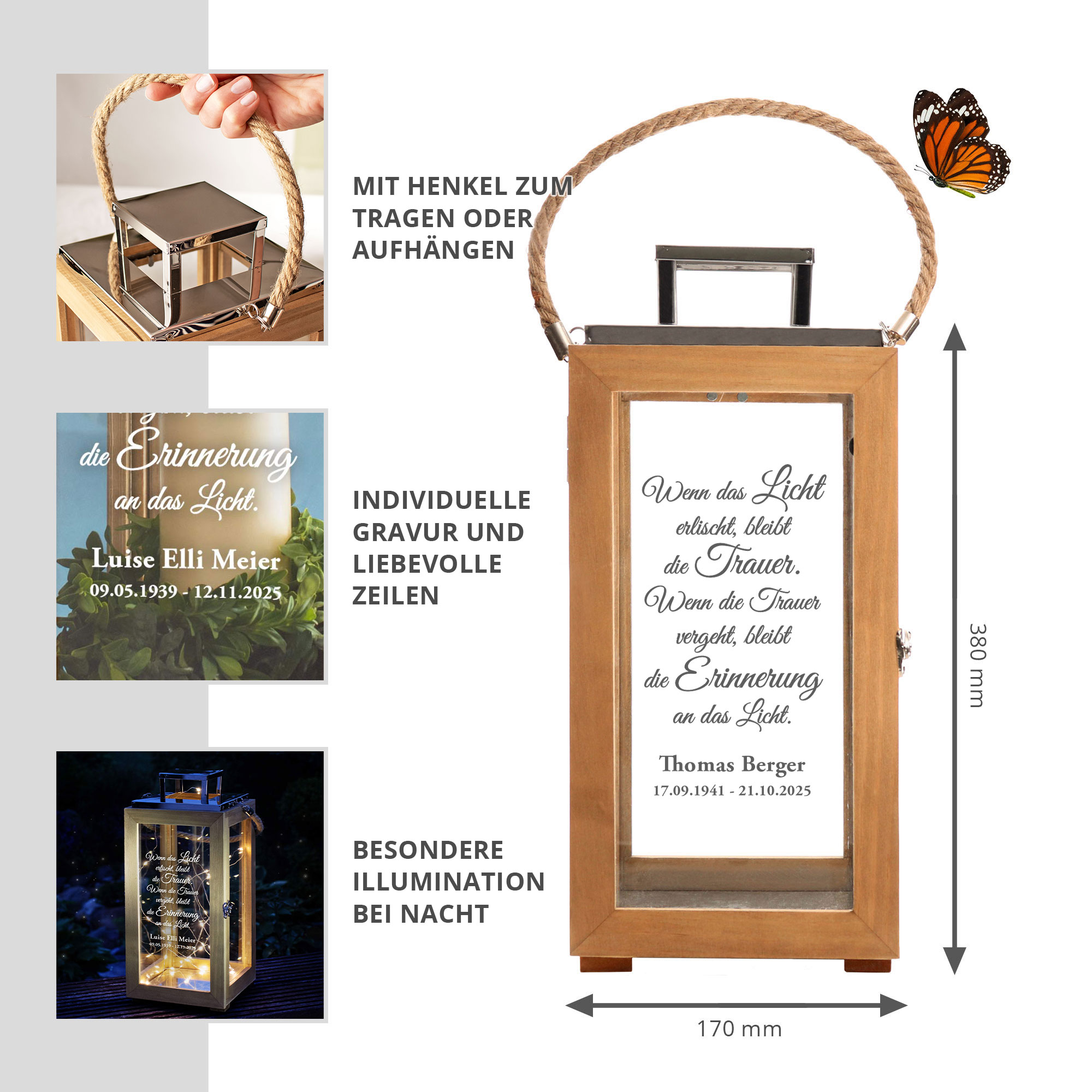 Personalisierte Holzlaterne - Wenn das Licht erlischt