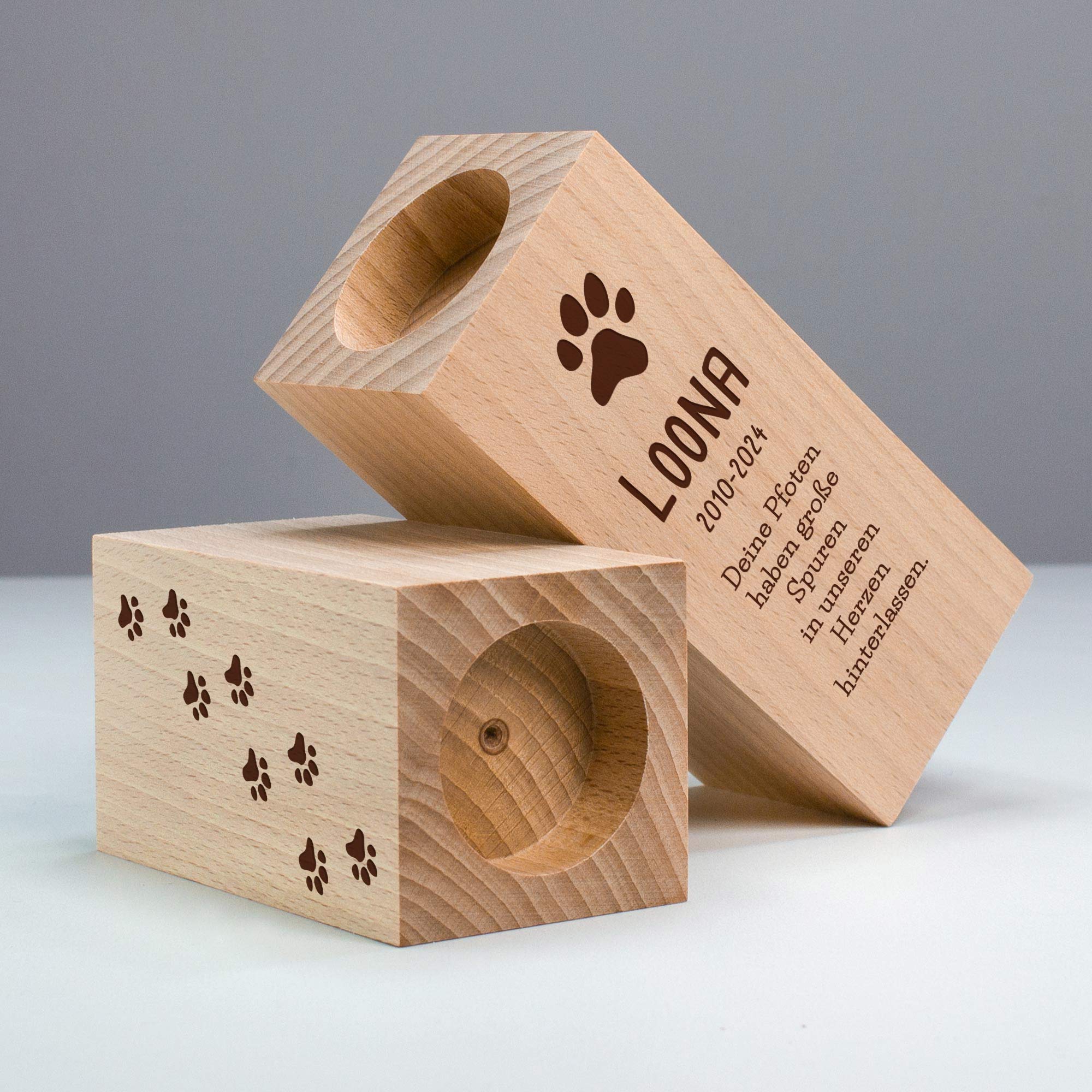 Teelichthalter Set mit Gravur zur Trauer - Hund