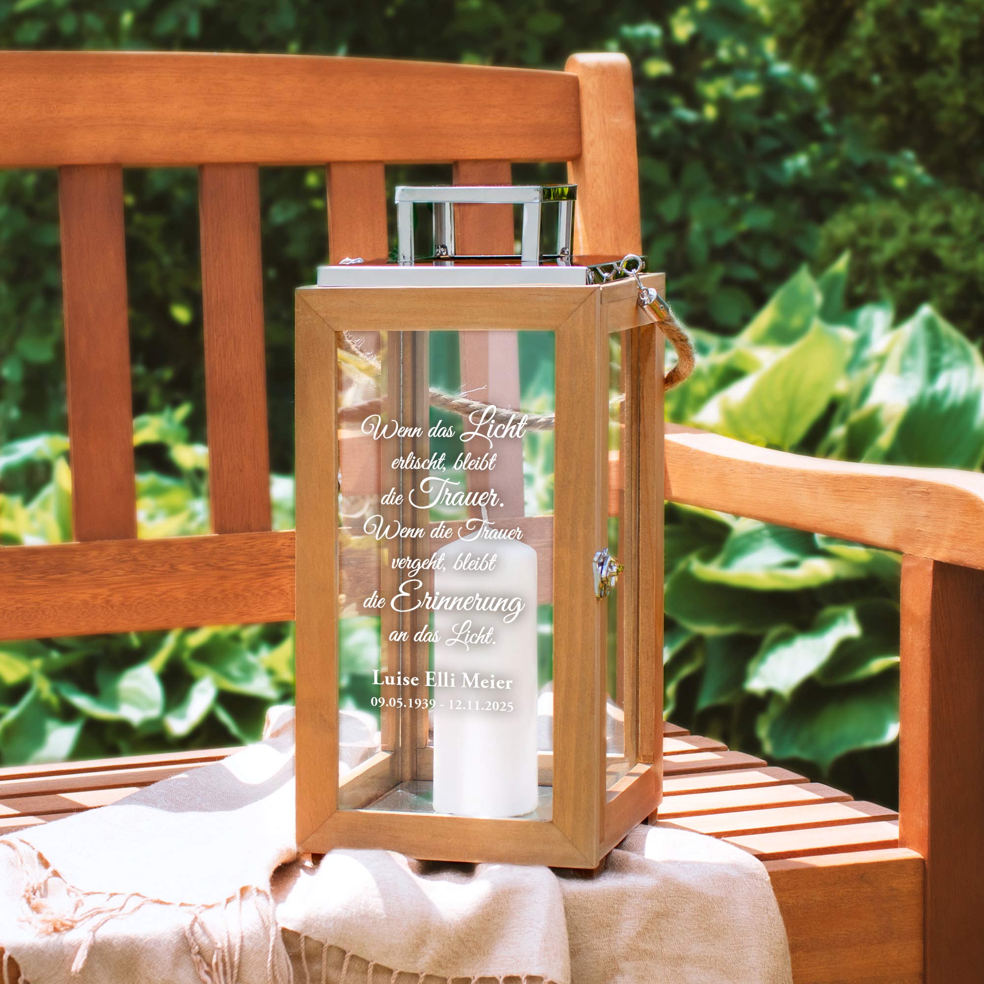 Personalisierte Holzlaterne - Wenn das Licht erlischt